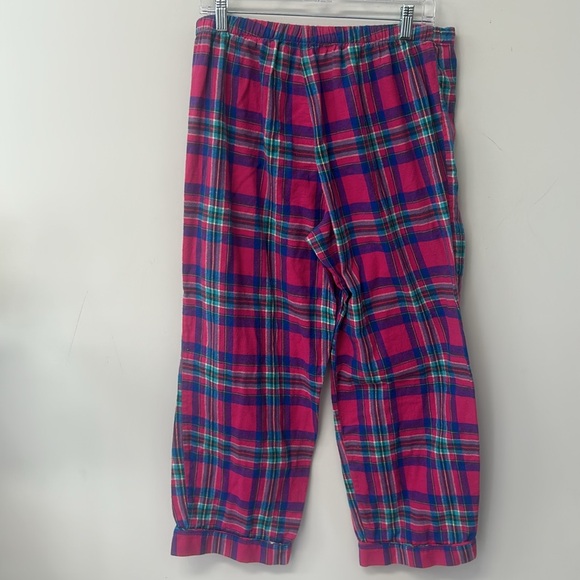 Talbots Women's Pajama Pants Pink Plaid Medium soft flannel Elasticic Waist - Picture 2 of 6